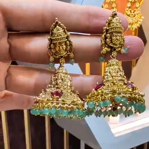 Antique Gold Jhumki Earrings
