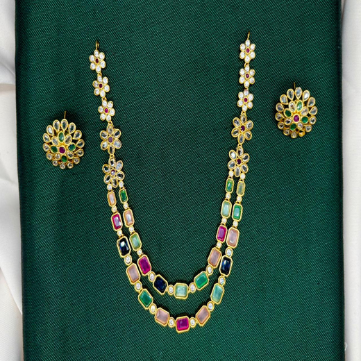 Short Gold Necklace with Stone Detail | Artificial Jewellery