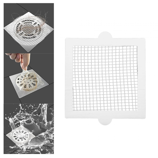 Square Disposable Shower Drain Hair Catcher Mesh Sticker (10Pcs) - Image 2