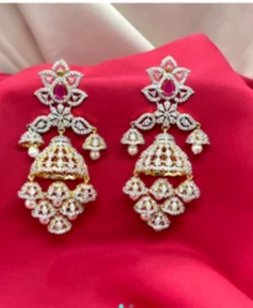 G.J polishing With Pink Stone Jhumka - Image 2