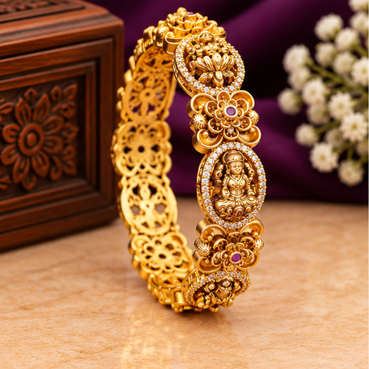 Matte Gold Bangles With White Stones | Rajkamal NX - Image 3
