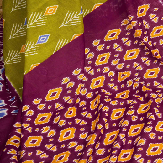 Ready To Wear Green Cotton Printed Saree - Image 3