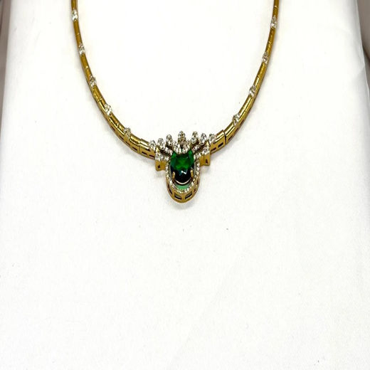 Mehndi finishing short Green stone Necklace - Image 2