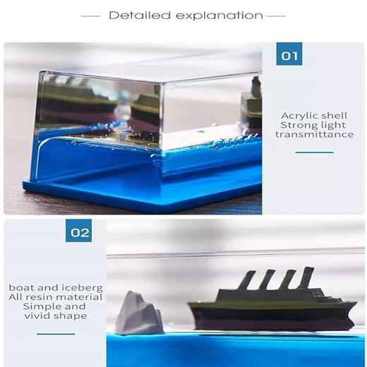 Liquid Wave Cruise Ship Decoration Unsinkable Titanic Model in A Clear Liquid Motion Bottle - Image 4