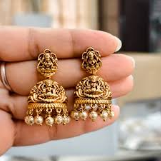 Matte Finishing Lakshmi-Devi Jhumka