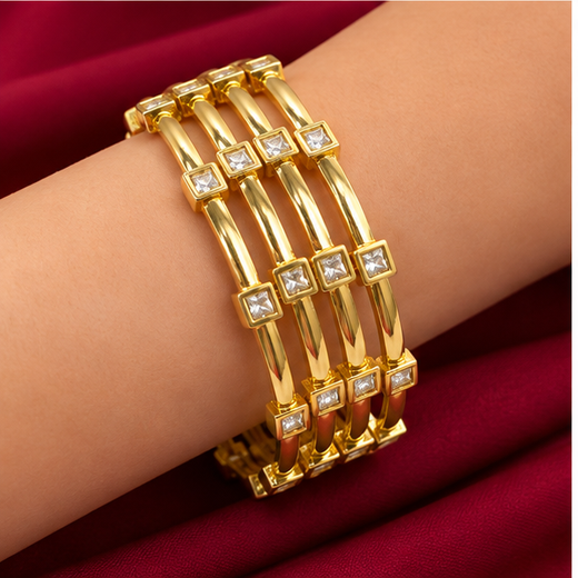 Pure Panchaloham White Stone 4 Bangles - Image 3