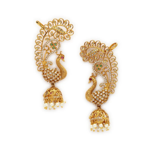 Gold Earcuff Jhumakas - Image 2