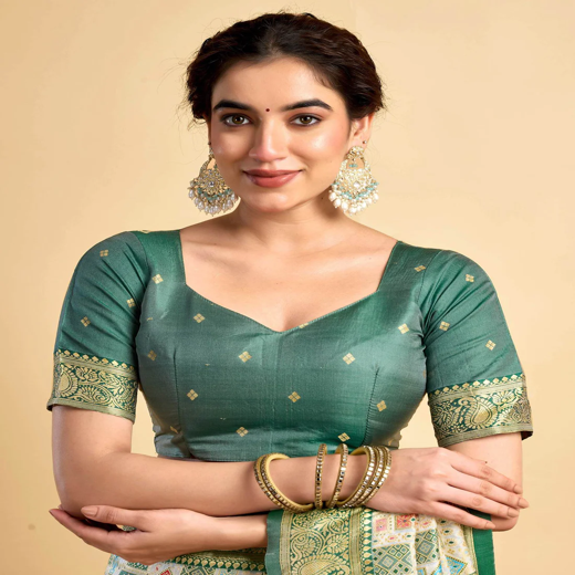 Cream Silk Woven Patola Saree - Image 2