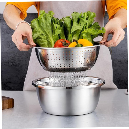 3-in-1 Kitchen Multifunctional Stainless Steel Bowl - Image 2
