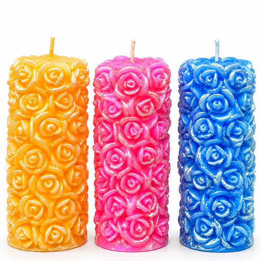 Mix Colour Rose Piller Candle (Size: 5.7*2.7 Inch) 🕯️ - Image 2