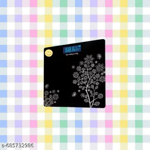 (6) Flower Design Black Bathroom Scale - Image 2