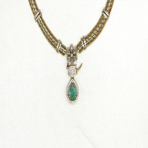 Victorian finishing Mint-Green Stone Parrot Designed Kanti - Image 2