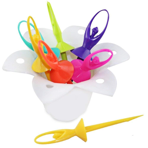 Dancing Doll Fruit Fork Set With Stand (Pack of 6) - Image 4
