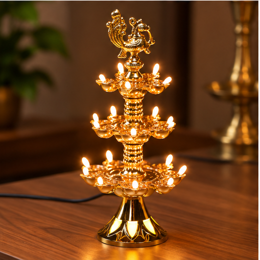 Ganga Aarti 3 Layer Peacock Jyot (21 Lamps) 🦚