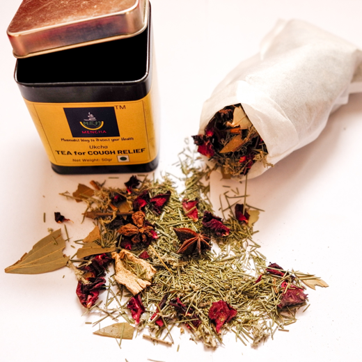 MENCHA - Cough Relief Tea Tin 50gr - Caffeine Free - Himalayan Herbal Blend for Support Lung Health | Relieve Common Cough, Cold, Flu - 50 Cups - Image 3