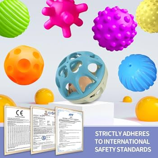 Soft Ball Rattle Teether For Baby Bath Toy Safe Non-Toxic Plastic Col - Image 4