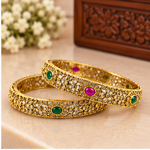 Victorian Flower Designed Bangle - Image 2