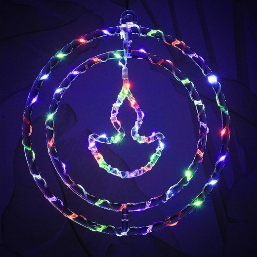 Multicolour Diya Ring Pendant (Size: 12 Inch) 🪔 ✨