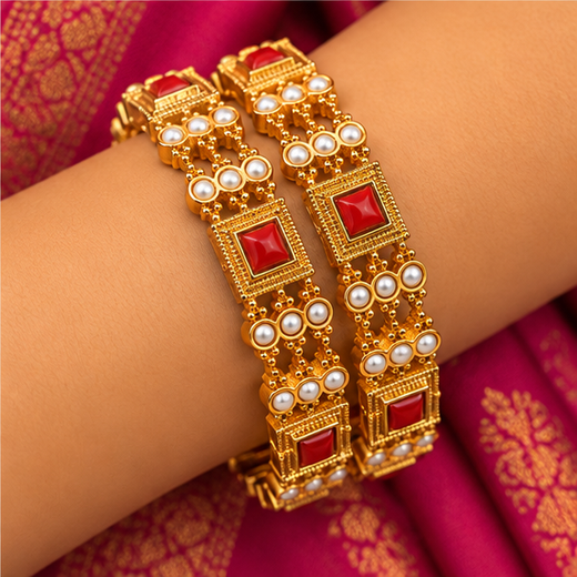 Premium Matte Finishing With Coral Bangles - Image 4
