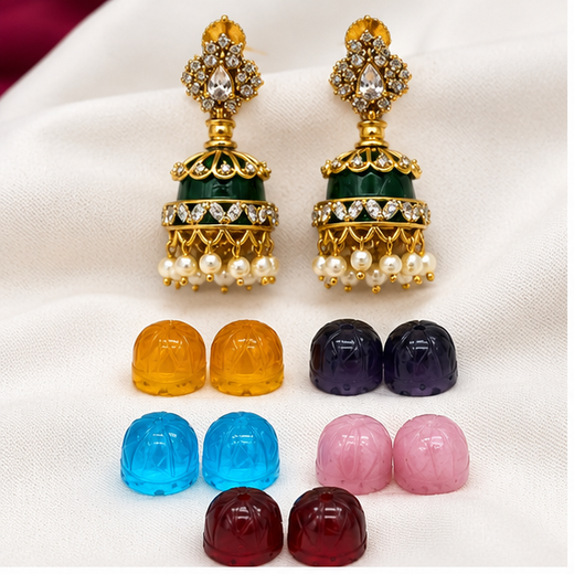 Changeable (Jhumkas) With 5 Stones Floral Design Earring