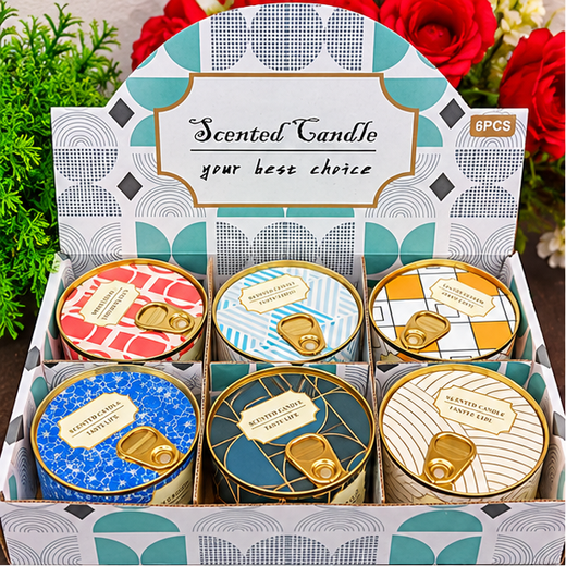 Beautiful Premium Tin Scented Candle (6 Piece Box) 🕯️