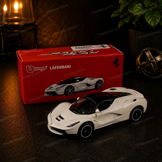 Bburago 1:64 LaFerrari White Diecast Model Car (Tai Tat Version) - Image 2