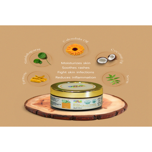 Baby Diaper Rash Cream with Turmeric, Mandukaparni & Neem | Organic Ingredients | Gently nourishes | Protects | Soothes | Repairs - Image 2
