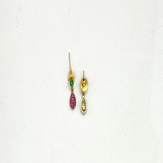 AD floral leaf branch ruby & green stones lightweight Short Necklace - Image 3
