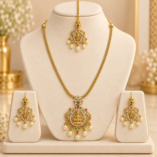 Matte finishing with Lord Lakshmi Short Necklace