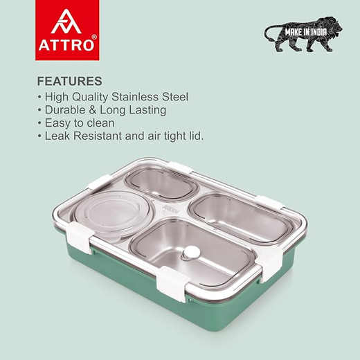 4 Compartment Stainless Steel Lunch Box - Image 4