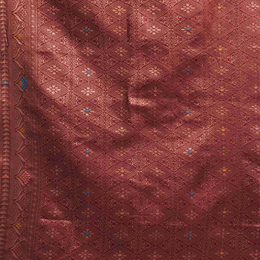 Maroon Silk Woven Banarasi Saree - Image 3