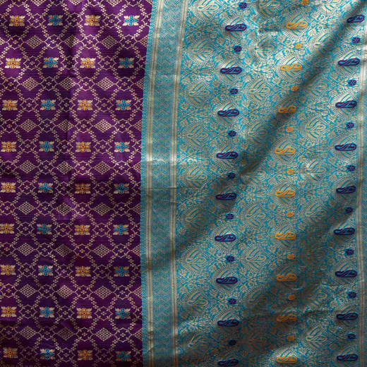 Dark Purple Banarasi Silk Saree - Image 3