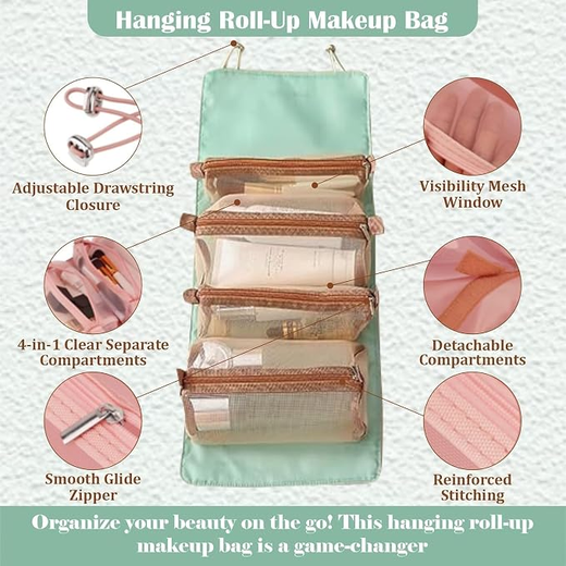 4 in 1 Hanging Roll - Up Foldable Toiletry Bag - Image 3