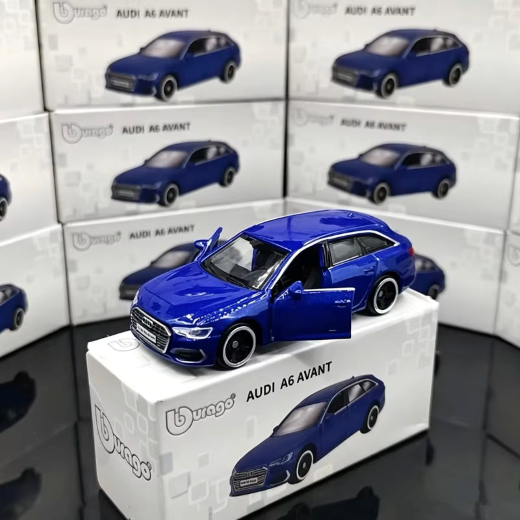 Burago 1:64 Audi A6 Avant - Metallic Blue ('20) (Tai Tat Version) - Image 4