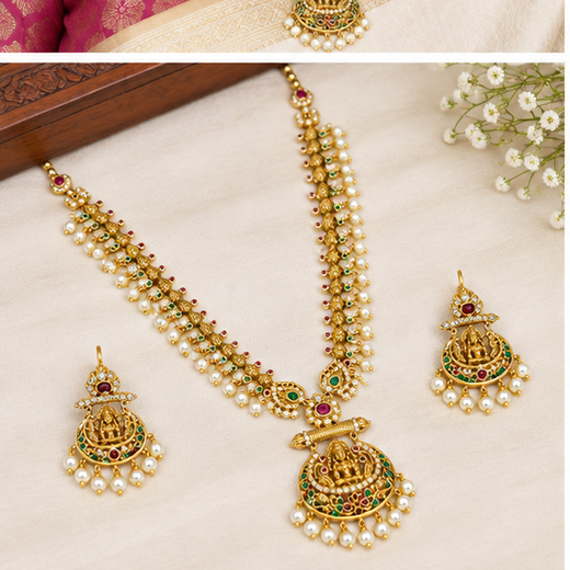 Matte finishing Lord Lakshmi Long Haram - Image 3