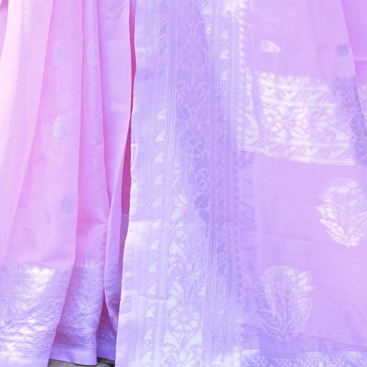 Light Purple Chanderi Woven Saree - Image 3