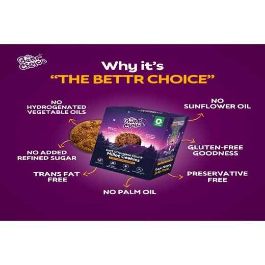 The Bettr Choice Millet Dark Chocolate Chunk Cookies - 100% Millets & Oats Blend, Jaggery Sweetened, No Maida, Gluten Free, No Added Refined Sugar, No Trans Fat, No Wheat | Healthy Snack - 2 Pack - Image 2