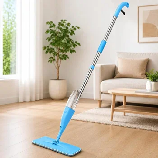 Stainless Steel Spray Mop with 360° Rotating Flat Head, Refillable Water Spray Bot