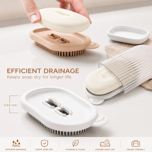 2-in-1 Travel Soap Case with Bath Brush - Image 3