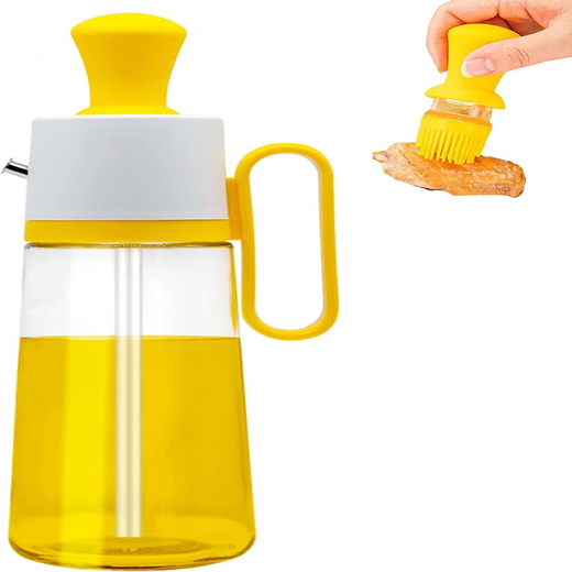 2 In 1 Glass Oil Dispenser Bottle With Brush