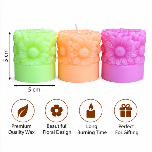 3 Piece Sunflower Piller Candle (Piller Size: 2*2.5 Inch) 🌻 🕯️ - Image 4