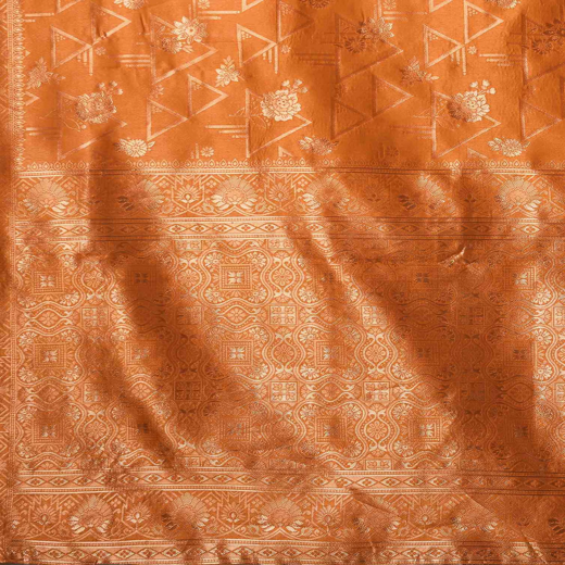 Dusty Orange Silk Woven Banarasi Saree - Image 3