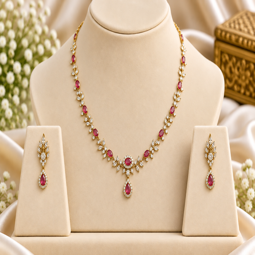 Victorian finishing American stones with Red stones Short Necklace - Image 3