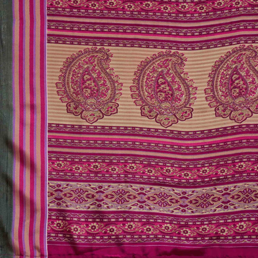 Beige Crepe Silk Printed Saree - Image 3