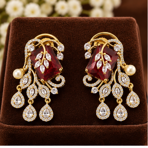 Leaf Design AD Earring