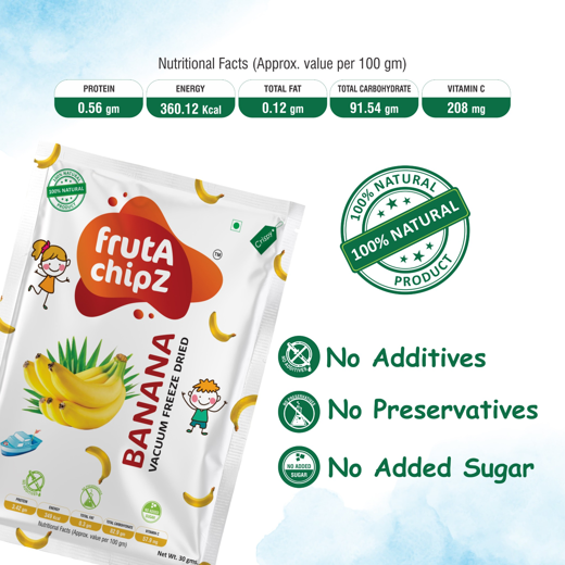 frutA chipZ Freeze Dried Banana 30 Gms/Chikoo 20 Gms/Jackfruit 20 Gms | 100% Natural | Healthy Fruit Chips| Ready to Eat | Crunchy | - Image 4