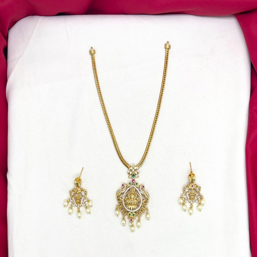Matte finishing with Lord Lakshmi Short Necklace - Image 2