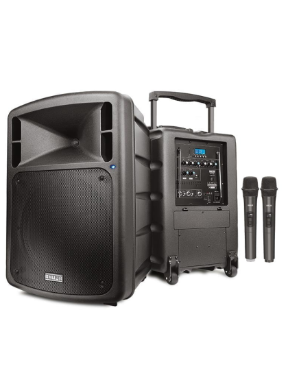 Ahuja BTA-880 Portable Trolley PA Speaker System with Dual Wireless Mics (50 Watts)