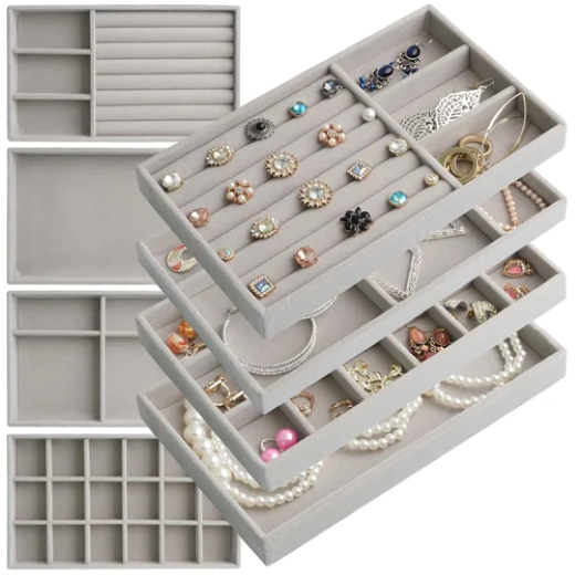 4PCS Velvet Jewellery Box