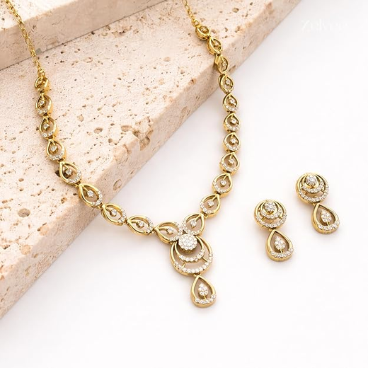 Matte finishing cubic zirconia short necklace - Image 3